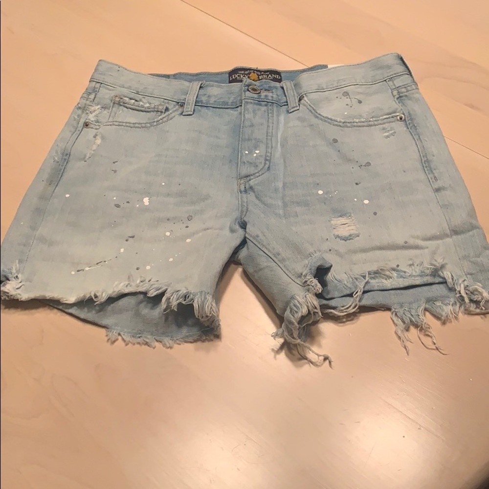Lucky Brand Paint Splatter Boyfriend Denim Shorts